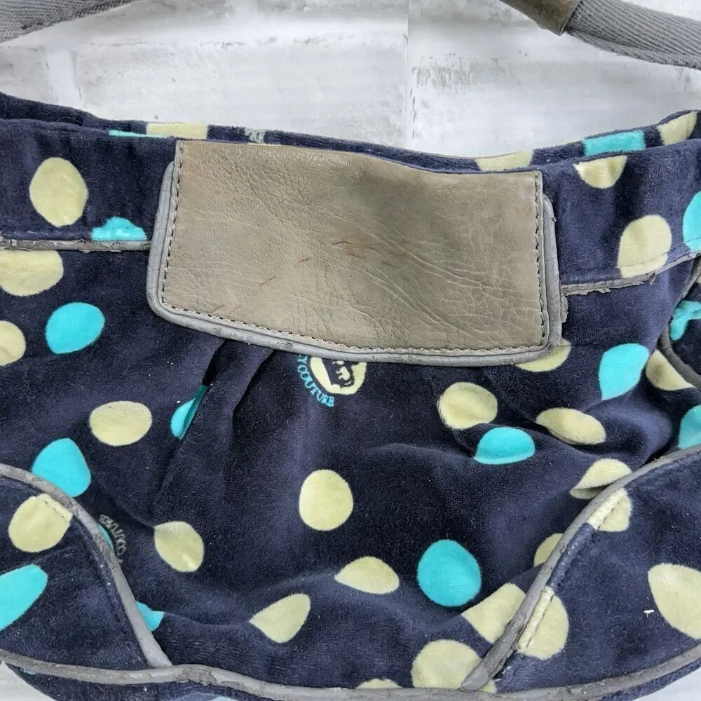 Vintage Juicy Couture Y2K Handbag Green Velour Poka Dot Shoulder Bag Purse